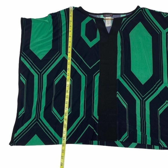 COCOMO Boxy Keyhole Poncho Black Green Blouse S - Picture 7 of 9